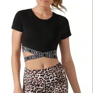 🌟Lorna Jane Womens Black Size  S Fearless Female Crop top Active Tee
